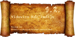 Vidovics Kálmán névjegykártya