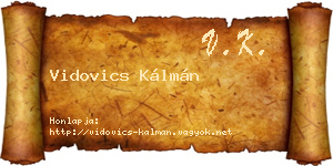 Vidovics Kálmán névjegykártya